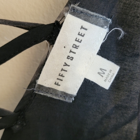 Fifty Street | Black Gray Streaked Dip Dye Tank Top with Criss Cross Back - Picture 4 of 6